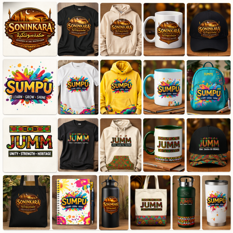 brand merchandise showcase in vibrant designs