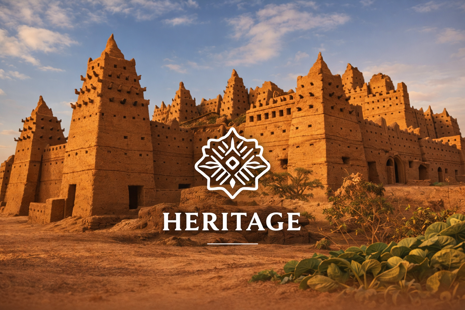 western african architectural heritage at sunset